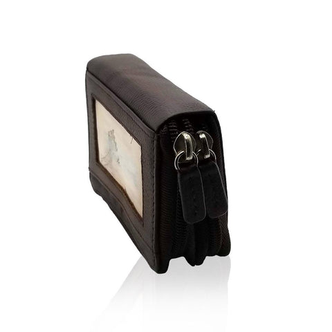 Brown Multi Pocket Zipper Card Holder - S'roushaa